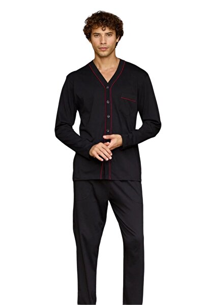 KLY Erkek Battal Boydan Düğmeli Pijama Takım 9134