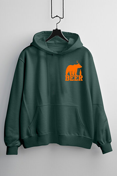 Zestia Hanorac unisex, cu imprimeu Bear Beer, croială normală, 100% bumbac, v...