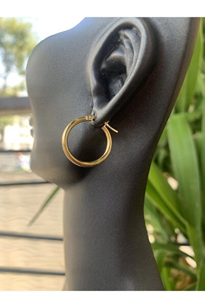 Bayar Gold 14 Ayar Altın Orta Boy Boru Halka Küpe 1,8 cm