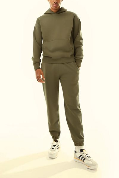 ruNadeS Men's 3 Thread Oversize Hooded Tracksuit Set with Elastic Legs - Home Wear