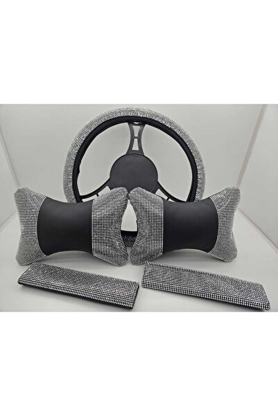 dizaynpark Pırlanta Gümüş Direksiyon Kılıfı Taşlı Boyun Yastığı Ve Emniyet Ke...