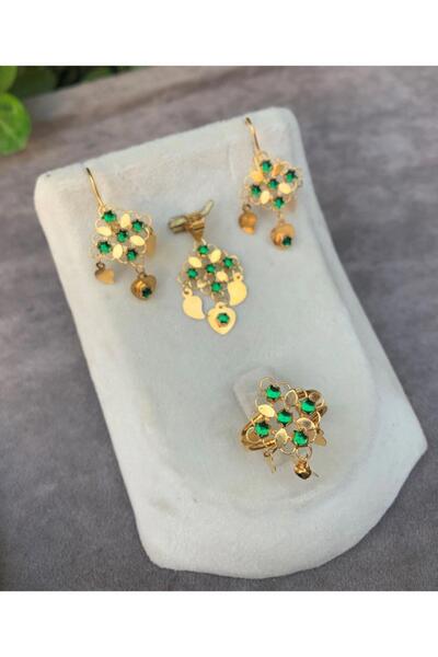 Bayar Gold 14 Ayar Altın Pullu Rubi Yakut Set