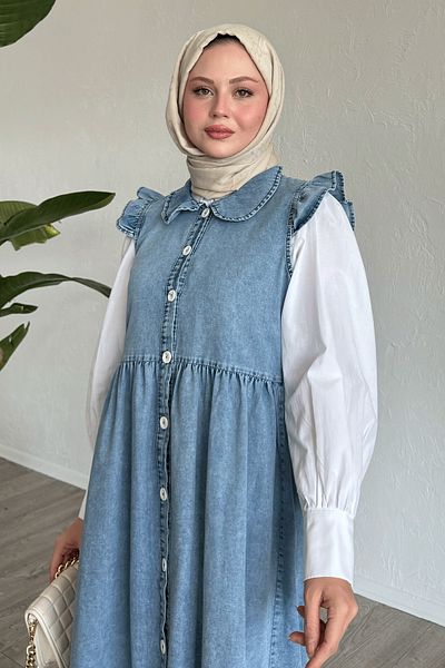 InStyle Бебешка яка с волани Детайли от син деним