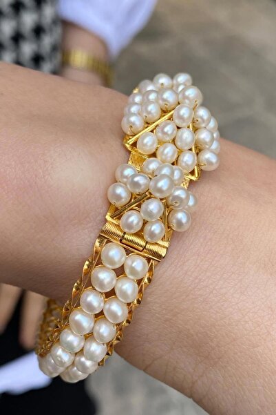 Bayar Gold 14 Ayar Altın Piramit İncili Kelepçe