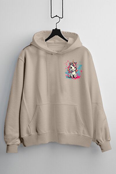 Zestia Hanorac unisex, Animale, Design cu unicorn imprimat, Regular, Hanorac ...