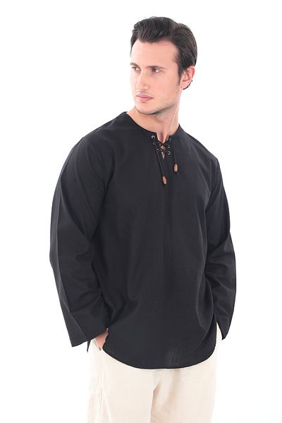 Suffa Oversize Collarless Black Shirt