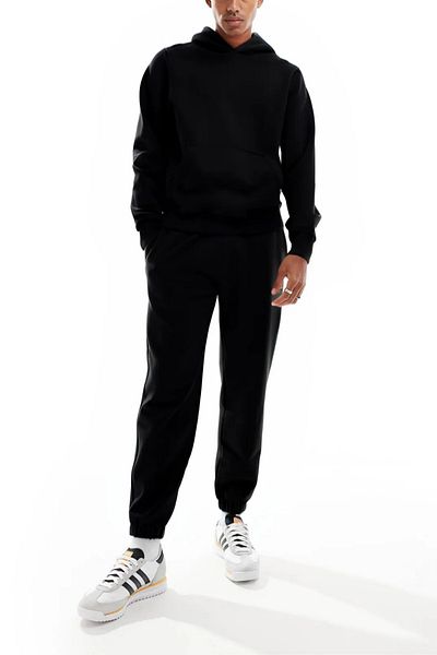 ruNadeS Men's 3 Thread Oversize Hooded Tracksuit Set with Elastic Legs - Home Wear