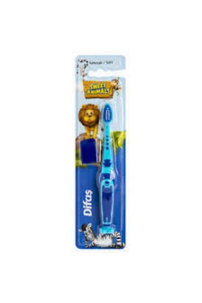 Difaş Soft Blue Children's Toothbrush - Sweet Animals