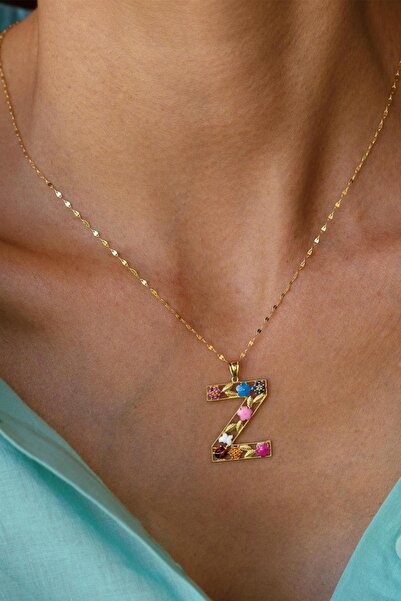 Bayar Gold 14 Ayar Altın Z Harf Çiçek Kolye