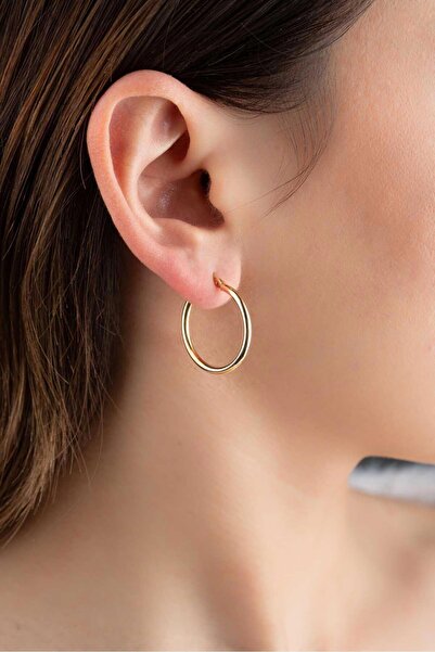 Bayar Gold 14 Ayar Altın Klasik Halka Küpe