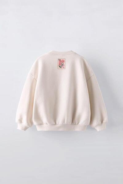 Magu Floral Applique Pattern Winter Sweatshirt Leggings Bottom-Top Set Girl's