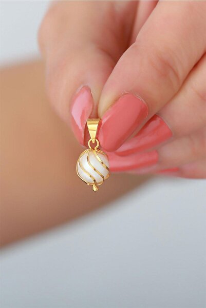 Bayar Gold 14 Ayar Altın İnci Kafesli Kolye Ucu