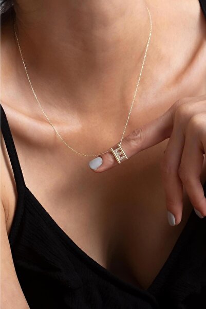 Bayar Gold 14 Ayar Altın E Harfi Taşlı Kolye