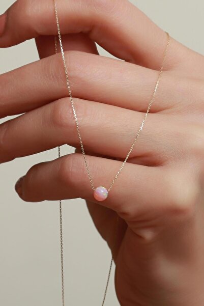 Bayar Gold 14 Ayar Altın Mini Opal Taşlı Kolye