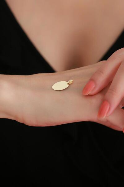 Bayar Gold 14 Ayar Altın Oval Plakalı Kolye Ucu