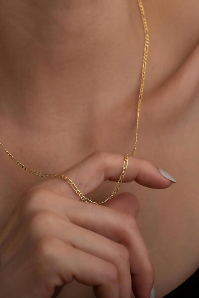 Bayar Gold 14 Ayar Altın Orta Kalın Figaro Zincir Kolye