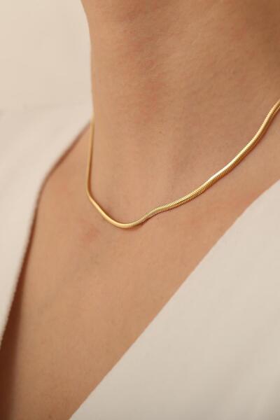 Bayar Gold 14 Ayar Altın Orta Kalın Balık Sırtı Kolye 2mm