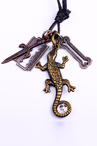 Generic Brand Gecko Lizard Razor Bone Sword Figured Adjustable Leather Drawst...