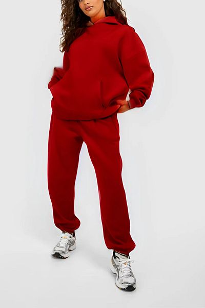 ruNadeS Women's 3 Thread Wide Fit Elastic Leg Hooded Tracksuit Set - Casual