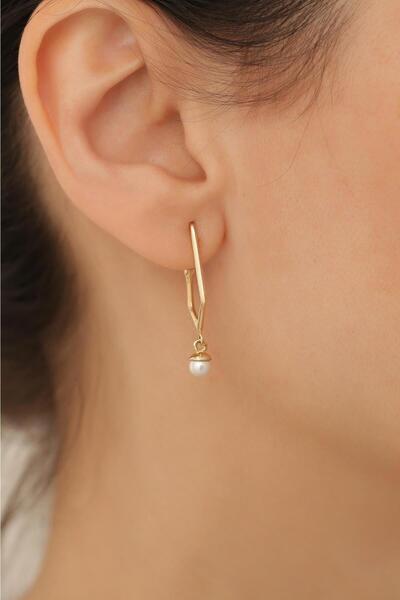 Bayar Gold 14 Ayar Altın Sallantılı İnci Küpe