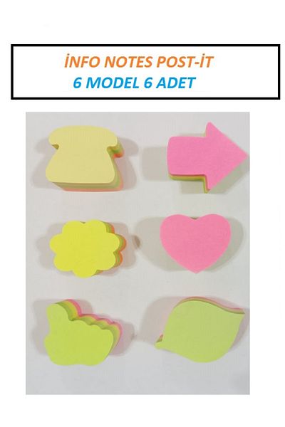 Halsa Info Notes Set of 6 Adhesive Paper - Pos-It 5X5 Cm, 200 Pcs, 3 Colours