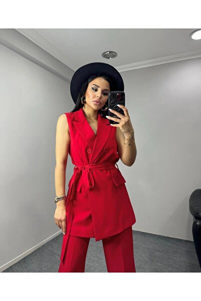 Bella Breeze Women's Belted Vest Pants Suit