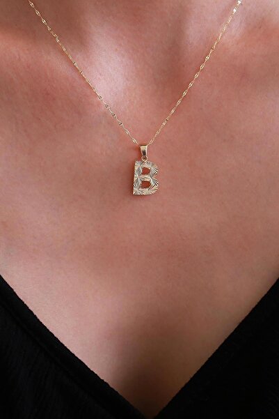 Bayar Gold 14 Ayar Altın B Harf Küçük Füzyon Kolye