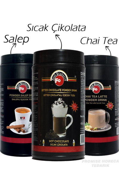 FO 3'lü Paket Salep, Chai Tea Latte, Bitter Sıcak Çikolata 3x1000g