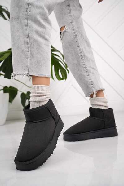 İncimoda AYLİNA UJJ Γυναικείες μπότες με χοντρή σόλα από σουέντ με λεπτομέρεια από γούνα στο εσωτερικό