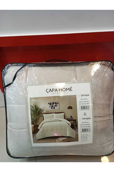 Çapa Home Velvet Softness - Fleece Patterned Double Bed Set with Pillow Lock - 220X240