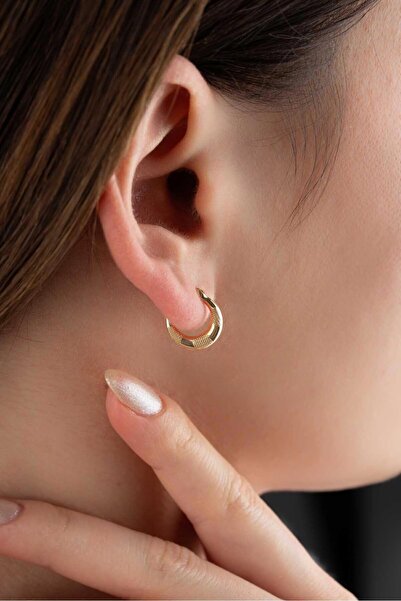 Bayar Gold 14 Ayar Altın Mini Boy Heleni Küpe 0,5 cm