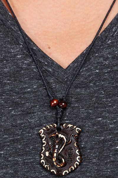 Dejavu Arma Design Adjustable Drawstring Necklace with Embossed Cobra Figure