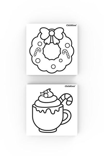 ChildGen 2'Lİ TUVAL SET BASKILI (FİNCAN VE SÜS) 20x20cm