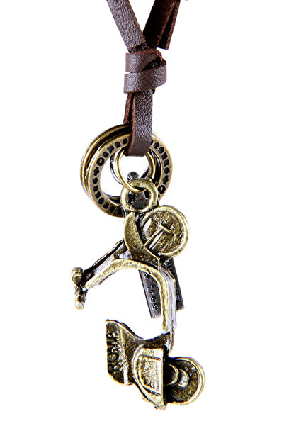 Generic Brand Scooter Engine Design Adjustable Leather Drawstring Necklace Go...