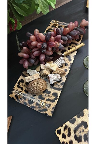 Queen Bee İstanbul Premium Presentation Tray with Leopard Pattern Handles - P...
