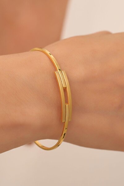 Bayar Gold 14 Ayar Altın Tekli Kaburga Kelepçe Bilezik