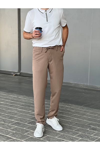 ElitWear Ανδρικό παντελόνι Jogger Chino με ελαστική μέση και κορδόνι