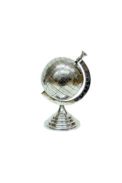 MNK Home Globe World Nickel Color 7''