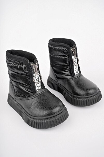 MUGGO Candy Garantili Bebek Rahat Kalıp Önü Fermuarlı Içi Kürklü Yağmur Ve Kar Botu