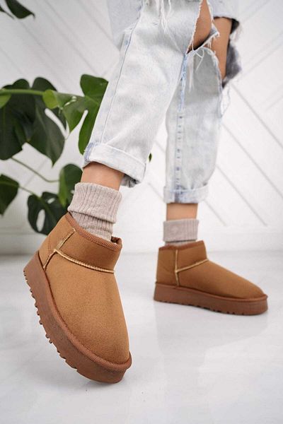 İncimoda Γυναικείες μπότες με χοντρή σόλα από σουέντ με λεπτομέρεια από γούνα στο εσωτερικό