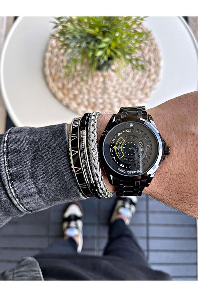 WATCHOFROYAL Unisex Yellow Black Wristwatch - 316l Steel Case, Hardlex Mineral Glass, 3atm Speedmaster