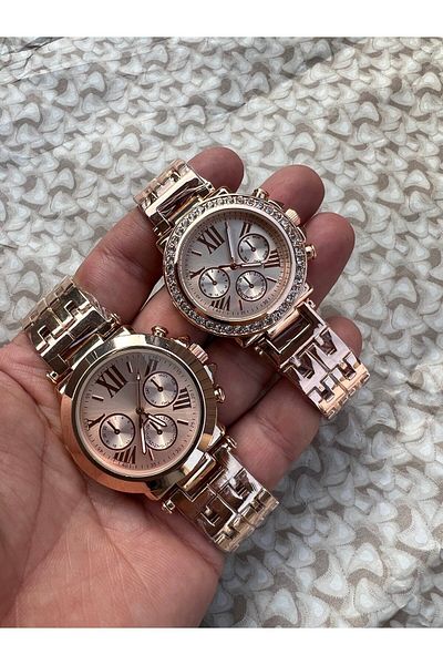 İSTLİV Dear Couple Gold Steel Case Analog Wristwatch