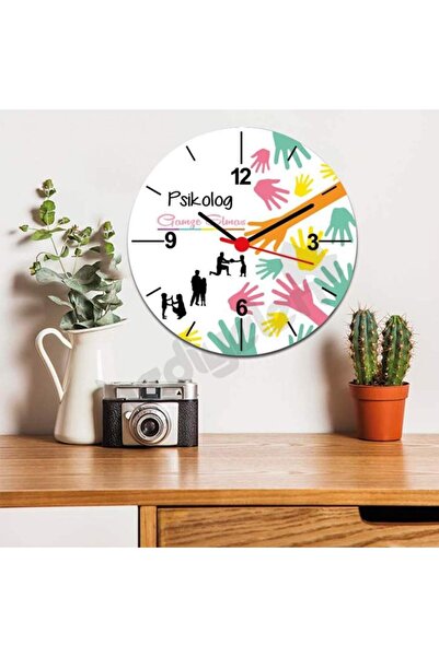 Hediyelen Psikolog Pembe Tasarım Duvar Saati
