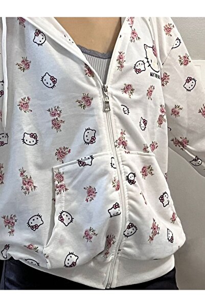 SERBA Суитшърт с качулка и цип Hello Kitty College