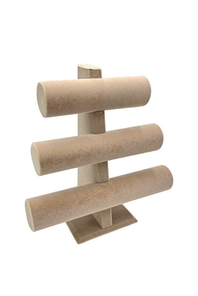 Elioure Κομψή και πρακτική βεζ βελούδινη βάση για τρία κοσμήματα και ρολόγια