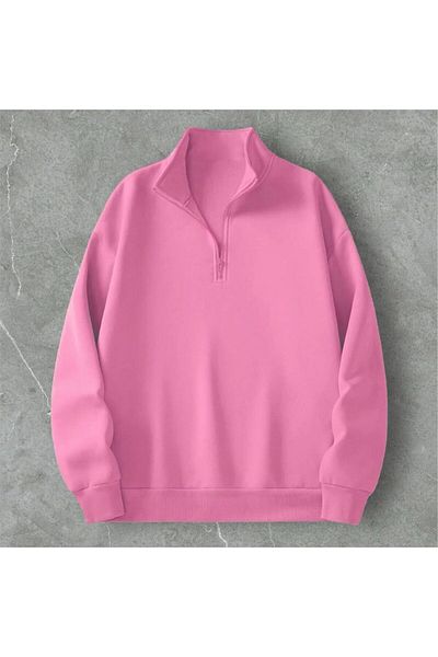 DWN WEAR Ροζ μισό φερμουάρ 3 κλωστών