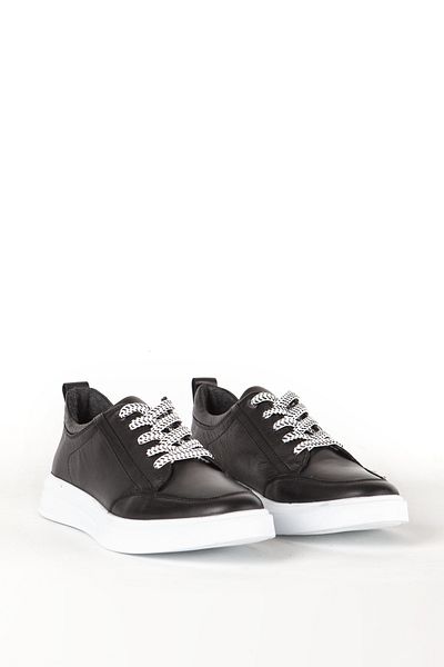 MARCOMEN Genuine Leather Men's Sneakers - Thick Sole, Lace-Up, Black Mc 17253