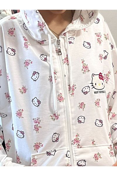 SERBA Hello Kitty Colloge Hooded Zipper Sweatshirt