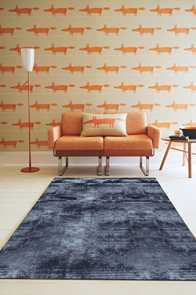 Carpet Non-Slip Leather Sole Washable Rug PL4978 Navy