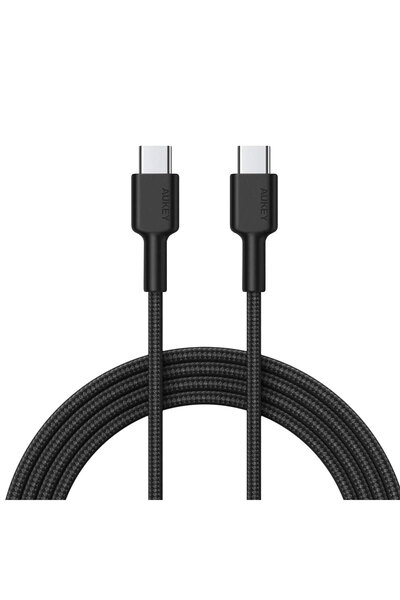 AUKEY CB-CD45-BK PD Naylon Örgülü Type-C Type-C Şarj Kablosu 0.9M
